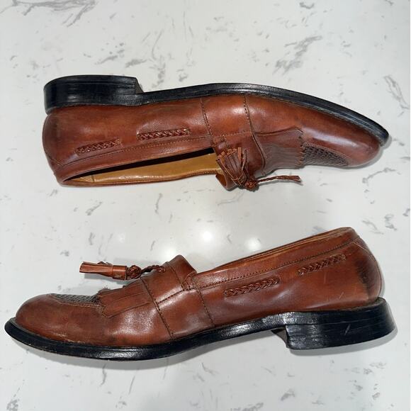 Allen Edmonds VTG Cody Tassel Loafer Mens Size 10.5 Chili Cognac Weave Leather main image 4